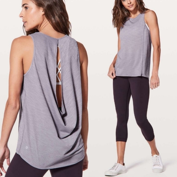 lululemon athletica Tops - Lululemon Low Key Tank Heathered Dusty Dawn Silver